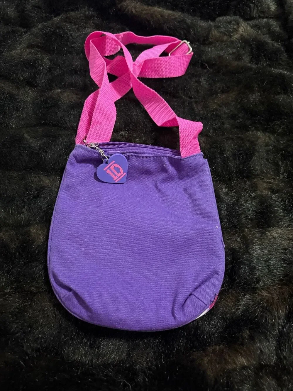 One Direction Girls Purse Cross Body Tote Bag Handbag Pink Purple 1D